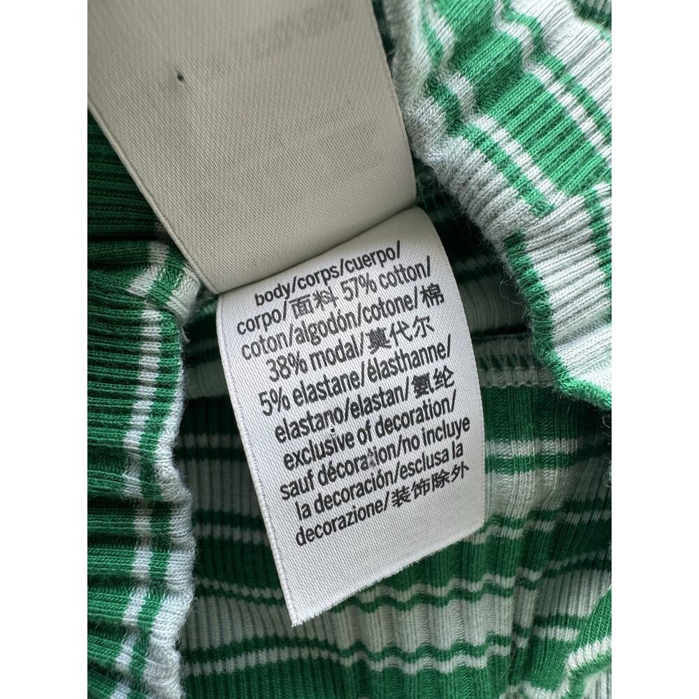 PINK Victoria's Secret Vintage Green Striped Ribbed Stretch Knit Mock Neck TopS - Picture 5 of 5